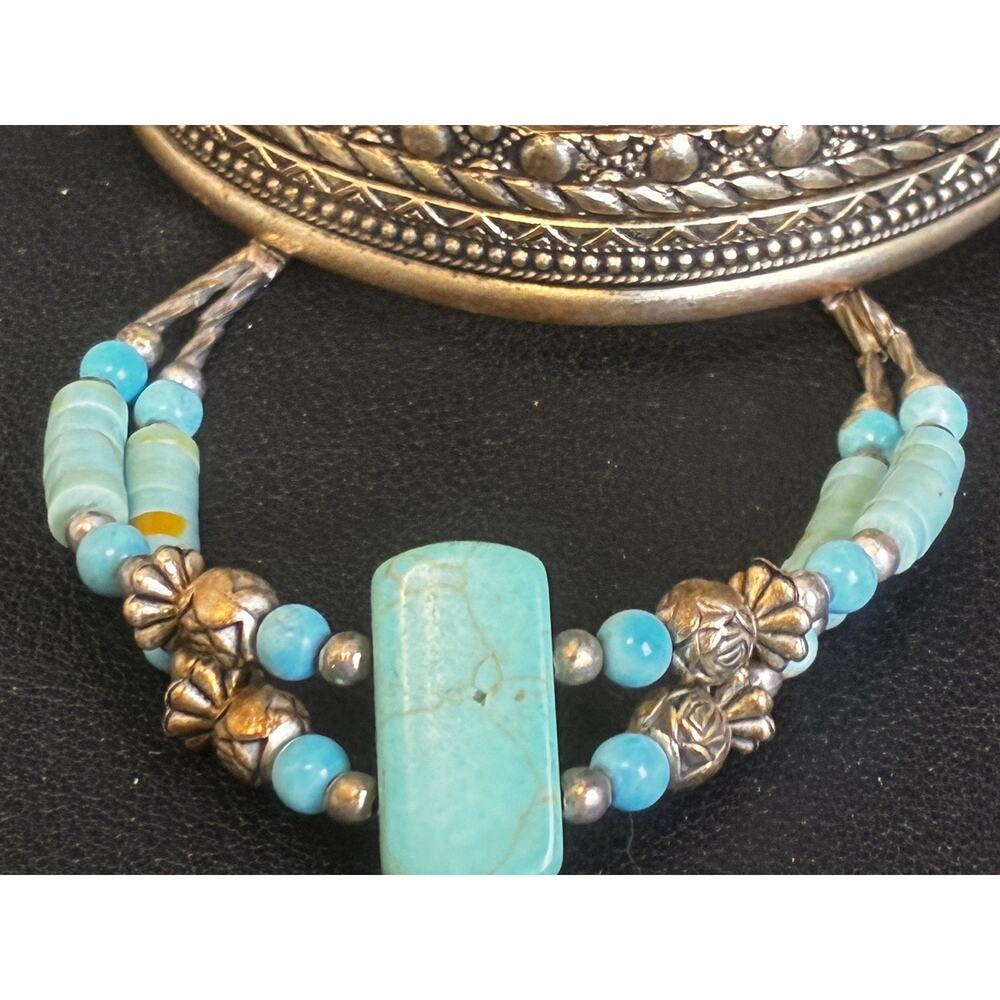 Vintage Southwestern Jewelry Lot Necklace Bracelet Cuff Faux Turquoise Boho - Picture 5 of 8